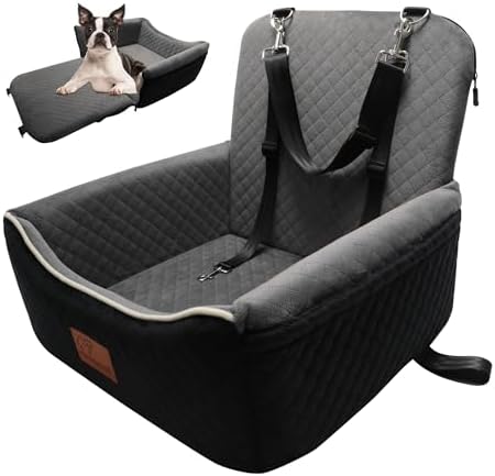 Dog Car Seat Bed 2 in 1 for Small/Medium Dogs up to 35 lbs,Adjustable Safety Leashes,Memory Foam with Soft Fabric Pets Travel Car Bed,Easily Installed in Front and Back seat,Removable and Washable. by VERGODPRODogCarSeatBed