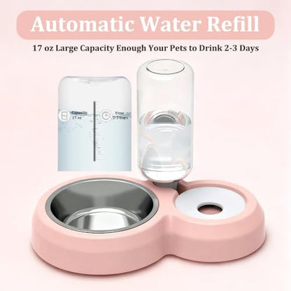 Double Dog Bowls, Cat Food & Water Bowl Set with Water Dispenser - Image 3