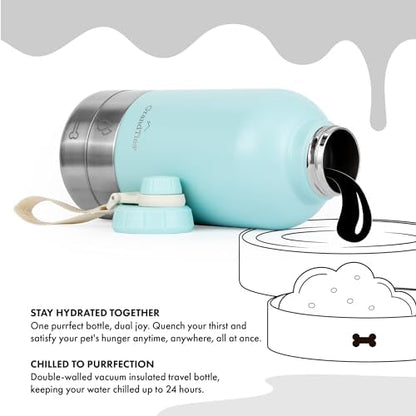 GrandTies Insulated Portable Dog Water Bottle with 2 Detachable Water Bowl Dispenser | Leak-Proof Dog Food Travel Container | Accessories for Dogs Walking, Hiking, Camping (64oz, Powder Green) - Image 2