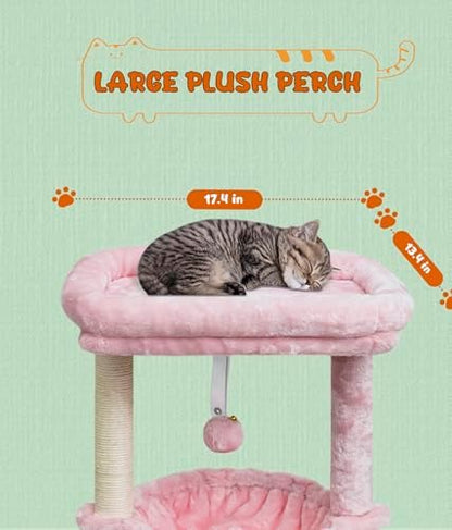 SYANDLVY Small Pink Cat Tree for Indoor Cats, Activity Tower for Kittens - Image 4