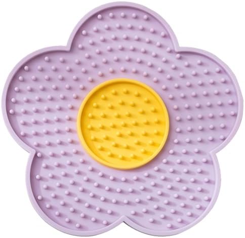 Cats & Dogs Lick Pad Flower Shape Silicone Licking Mat with Suctions Cup Slow Feeders, Purple by Unknown