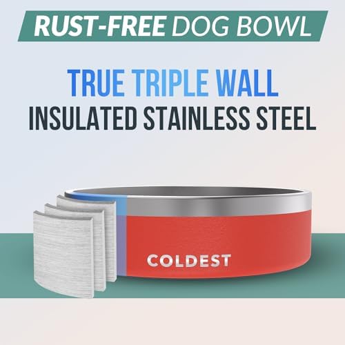 Coldest Dog Bowl - Anti Rust Metal, Non Slip, 3 Layers Insulated Stainless Steel Dog Bowls - Spill Proof & Heavy Duty - Water Bowl for Dogs, Cats & Pets, Dish Washer Safe (42 oz, Crimson Red) - Image 3