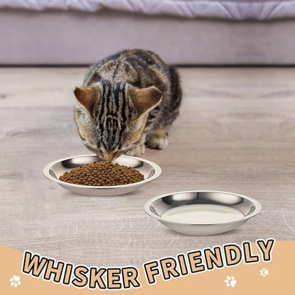 6PCS Stainless Steel Pet Food Bowls, 7" Shallow Metal Bowl for Cat Puppy - Image 3