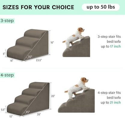 Mesa Lemon 4 Step Dog Stairs Pet Ramp for High Beds, Sofas and Cars - Image 3