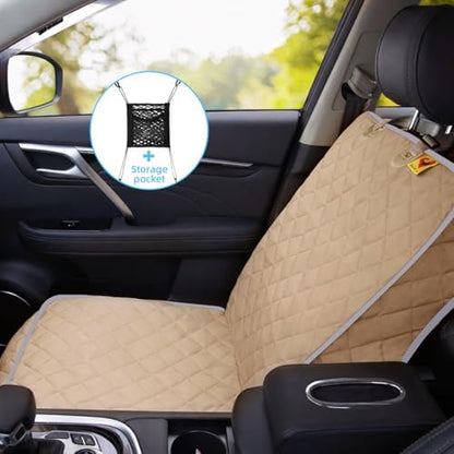 Bark Lover Car Seat Covers Front Seats,Car Seat Protector for Dogs,Scratch-Proof Dog Car Seat Cover,Universal Fit for Cars Trucks SUVs (Warm Beige,1 Pack) - Image 4