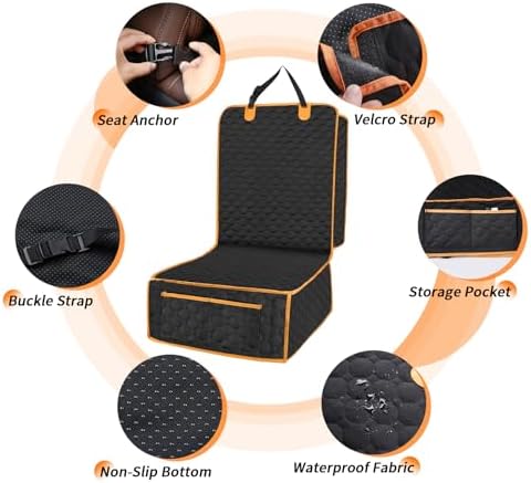 1 Pack Front Seat Car Cover, Waterproof Dog Car Seat Cover, Non-Slip & Scratch-Proof, Pet Car Seat Protector with Side Flaps and Storage Pocket, Car Seat Cover for Most Cars, Trucks and SUVs - Image 5