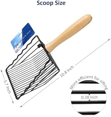 WePet Premium Metal Cat Litter Scoop, 5X Faster Speed Sifter, Heavy Duty Steel Kitty Scooper, Beech Wood Handle, for All Litter Types, with Black Matt Finish - Image 2