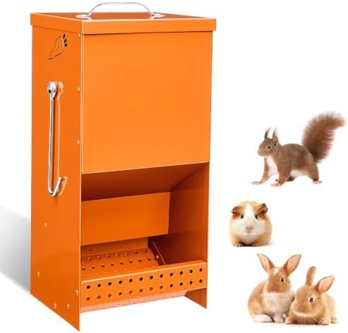 Rabbit Feeders Automatic for Cages,Orange 5 Pound Large Metal Trough Feeder by Unknown