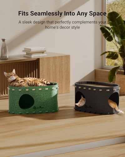 DownyPaws Cat House for Indoor Cats, Cube Castle Cat Bed Cave, Forest - Image 6