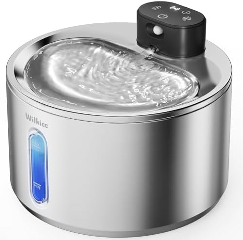 Stainless Steel Cat Water Fountain, Cordless Fountain for Cat & Dogs Indoor by WILKIEE