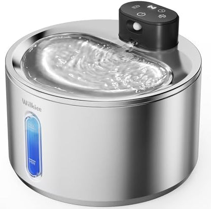 Stainless Steel Cat Water Fountain, Cordless Fountain for Cat & Dogs Indoor by WILKIEE