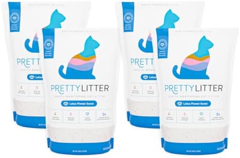 PrettyLitter Health Monitoring Cat Litter, Lotus Flower, 4-Pack, 6 lb. Bags by PrettyLitter
