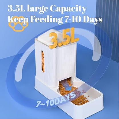 Automatic Cat Feeder and Water Dispenser 2Pcs, Dog Gravity Food Feeder and Water Bowl for Small Medium Pets Puppy Kitten, 3.5L/118.36oz Large Capacity, Easy to Clean (White) - Image 3