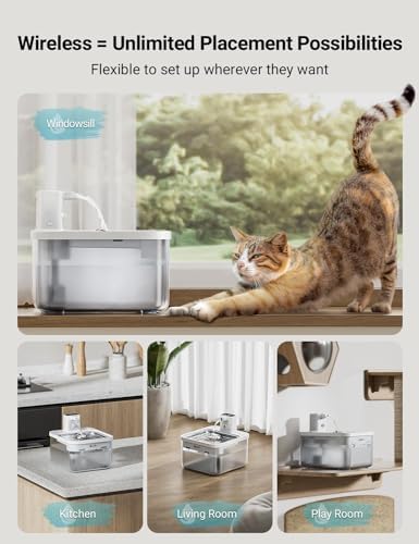 DownyPaws Cat Water Fountain Cordless, Pet Fountain, 84oz/2.5L, White Pro - Image 2