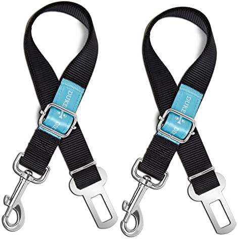 Dog Seat Belt Pet Dog Cat Car Seatbelt Safety Tether - 2 Pack - Adjustable Harness Belts Pet Leash - Heavy Duty Nylon Seatbelts - Universal Fit Cars Truck SUV by Duke+%26+Dixie