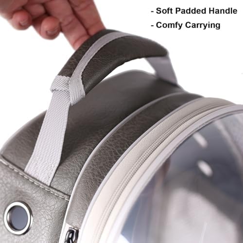 Front Extension Cat Backpack Carrier Cage for Large Cat, Up to 20 Pounds, Synthetic Leather Space Capsule Clear Bubble Window, Pet Carry Transport Book Bag - Image 6