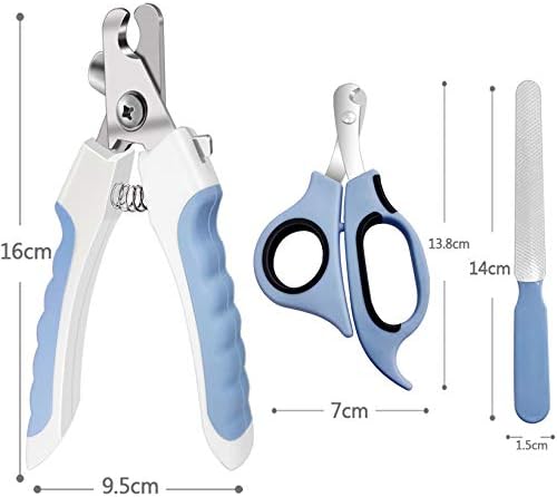 Pet Nail Clippers and Trimmers Set Safety Guard to Avoid Over Cutting Razor Sharp Blades Grooming Tool for All Small Large Dog Cat Blue - Image 5