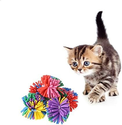 Stock Show 10PCS 1.6" Funny Colorful EVA Flower Ball Foam Cat Toy Kitten Catch/Chase/Play, Random Color