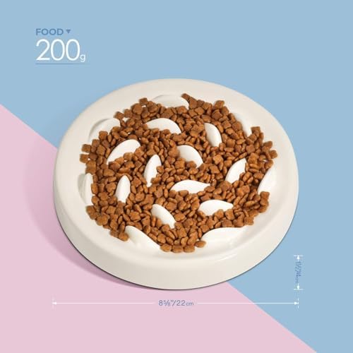 Slow Feeder Bowl for Cats and Small Dogs,Cilkus Fish Pool Design, Fun Interactive Bloat Stop Puzzle Feeder Bowl Healthy Eating Diet Made of Melamine Food Grade Material Dishwasher Safe (White) - Image 3