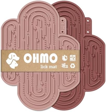 OHMO Lick Mat for Dogs&Cats, Cactus Shape, 2pcs, Coral&Brick Red by OHMO