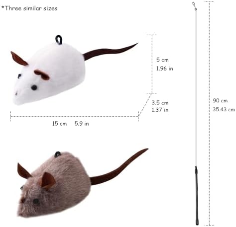 PAZ'S GIFT Cat Wand Toy, Mouse 2-piece Catnip wzggle Sound Toy, Soft and Durable, Interactive cat kick for Indoor Games - Image 6