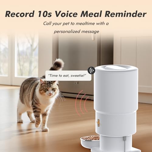Automatic Cat Feeder - 5L Anti-Clog Cat Food Dispenser Keeps 2-15mm Dry Food Fresh, 10s Voice, 1-6 Meals/Day, Programmable Portions, 180-Day Battery Life, Easy to Clean Auto Pet Feeder for Small Dog - Image 2