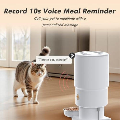Automatic Cat Feeder - 5L Anti-Clog Cat Food Dispenser Keeps 2-15mm Dry Food Fresh, 10s Voice, 1-6 Meals/Day, Programmable Portions, 180-Day Battery Life, Easy to Clean Auto Pet Feeder for Small Dog - Image 2