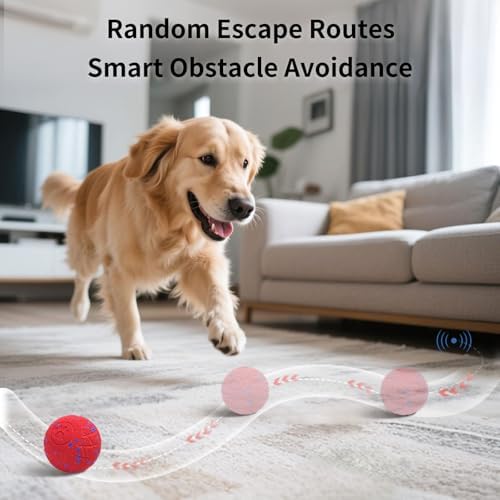 SCHITEC Interactive Dog Toy Ball, Automatic Moving & Bouncing Ball (Red) - Image 2