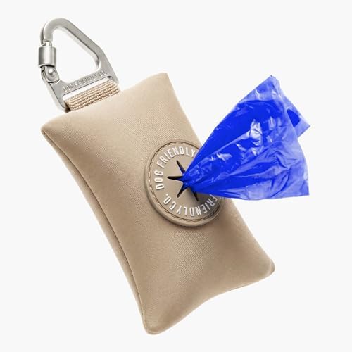 Dog Friendly Co. Poop Bag Holder for Leash, Doggie Waste Bag, Premium Brown by DogFriendly