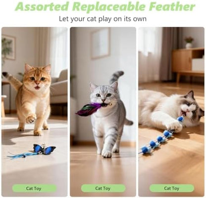 Cat Wand Refills, [9 Pack] Interactive Cat Toys Replacement with Feather, Worm, Ribbon, Caterpillar, Butterfly Attachments, Retractable Cat Teaser Wand Refill - Image 3