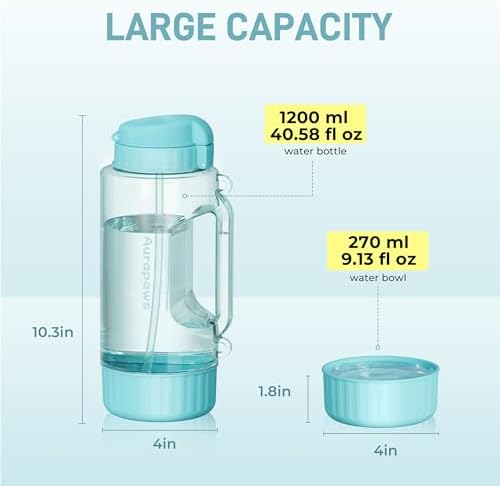 Dog & Mom Water Bottle 40.58oz with Detachable Bowl for Travel - Image 4