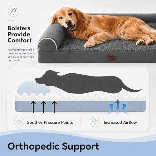 WESTERN HOME Orthopedic XL Dog Bed Extra Large Washable Dog Couch, 42in - Image 2