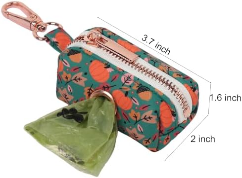 ARING PET Fall Dog Poop Bag Holder, Cotton Puppy Pumpkin Waste Bag Dispenser Attach to Any Leashes, Portable Washable Pet Waste Pouch Holder with Two Rolls of Bags - Image 5