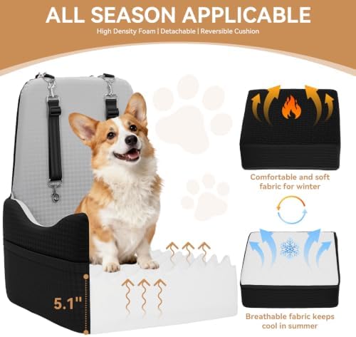 PETSFIT Dog Car Seat with Patented Safety System, 5" Elevated Cushion - Image 3
