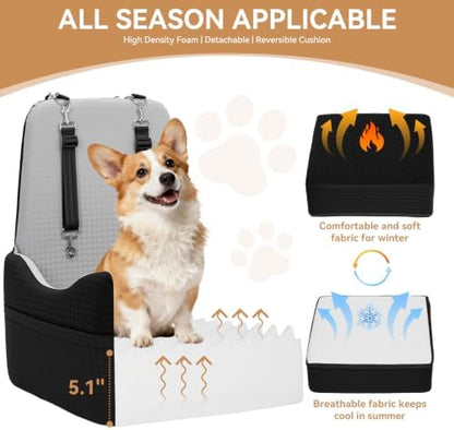 PETSFIT Dog Car Seat with Patented Safety System, 5" Elevated Cushion - Image 3