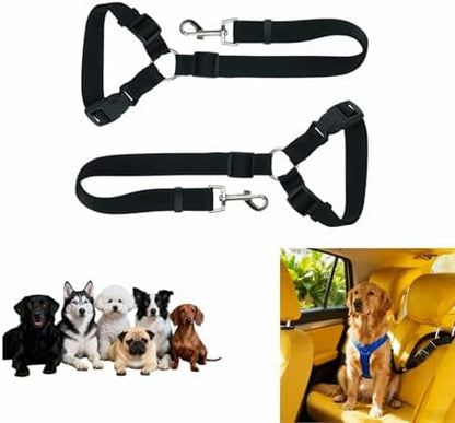 2-in-1 Car Seat Belt for Dogs, Headrest Dog Safety Harness & Leash - Adjustable Nylon Vehicle Pet Restraint, Tangle-Free Travel Solution for Small to Medium Dogs, 2-Pack by Unknown