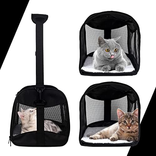 Cat Carrying Case - Pet Carrier Airline Approved, Protable and Breathable Pet Travel Carrier Removable Fleece Pad, Collapsible Cat Carrier Dog Carrier for Medium Cats Small Cats Dogs(Medium, Black) - Image 3