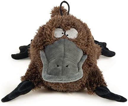 TrustyPup Strong 'N Silent Platypus Silent Squeak Plush Dog Toy, Chew Guard Technology - Brown, Large by TrustyPup