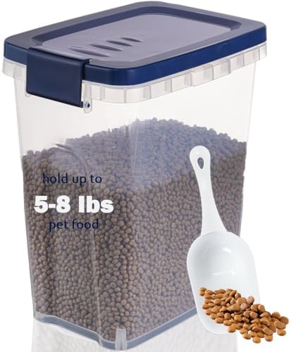 EIwichen Dog and Cat Food Storage Container with Scoop - 5-10 Lbs Pet Food Container with Airtight Lid, Dry Food Bin BPA Free, Kibble Container, for Pet, Cat, Dog, Bird Seed, e by Elwichen