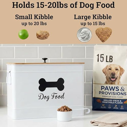 Metal Dog Food Container 15-20 lbs w/ Airtight Bamboo Lid, 70 Cup Capacity - Image 3