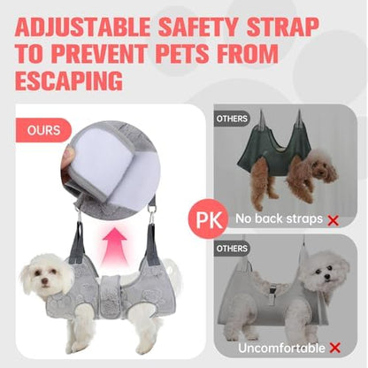 PAWCHIE Dog Grooming Hammock Harness for Dogs & Cats with Pet Nail Clipper Trimmer,Cat Hanger Sling for Trimming Clipping Nails,Warm Plush Dog Hammock Restraint Bag for Small Medium Large Dogs,Grey XS - Image 4