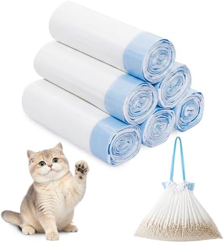 120 Pack Cat Litter Bags with Drawstring 17.72 x 19.69 Inch Heavy Duty Cat Litter Box Liners Waste Bags for Home Pet Supplies by Unknown