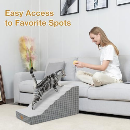 Pets Ramp for High Beds, Small Dogs & Senior Cats - Non-Slip Texture & Machine Washable Cover - Supportive Foam for Joint Comfort, Easy Climb for Couch, Sofa, Furniture (Gery) - Image 5