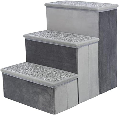 TRIXIE 3-Step Velour Pet Stairs, Gray by TRIXIE