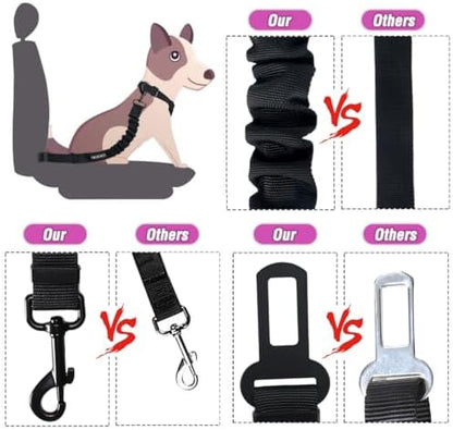 COOYOO Dog Seat Belt, Durability Retractable Dog Car Harness Adjustable Dog Seat Belt for Vehicle Nylon Pet Safety Seat Belts Heavy Duty & Elastic - Image 3