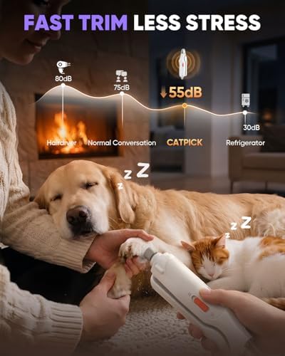 CATPICK 2-in-1 Cat Nail Clippers & Dog Nail Clippers Trimmers for Large Medium Small Dogs Cats Claw Trimmer Quick Sensor and Safety Guard USB Rechargeable with 2 LED Lights Dogs Nail Trimmer - Image 5