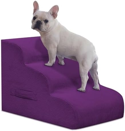 Mesa Lemon 3 Step Dog Stairs Pet Ramp for High Beds, Sofas and Cars by MesaLemon