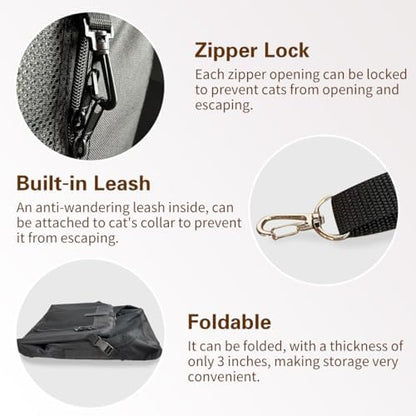 Large Cat Carrier, Portable Soft Sided Road Car Carrier, for Small Dog or Big Cats, 20"x13"x13" Outside Folding Comfortable Design, Black - Image 2