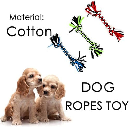Dog Rope Toys for Small Dogs， Double Knot Ropes Puppy Chew Toys， Cotton Pet Toys for Natural Floss，Multicolored（3PCS） - Image 3