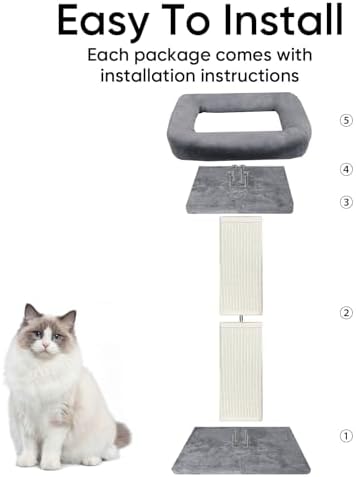 Cat Scratching Post with Plush Perch for Indoor Cats, 32 Inch, Grey - Image 4